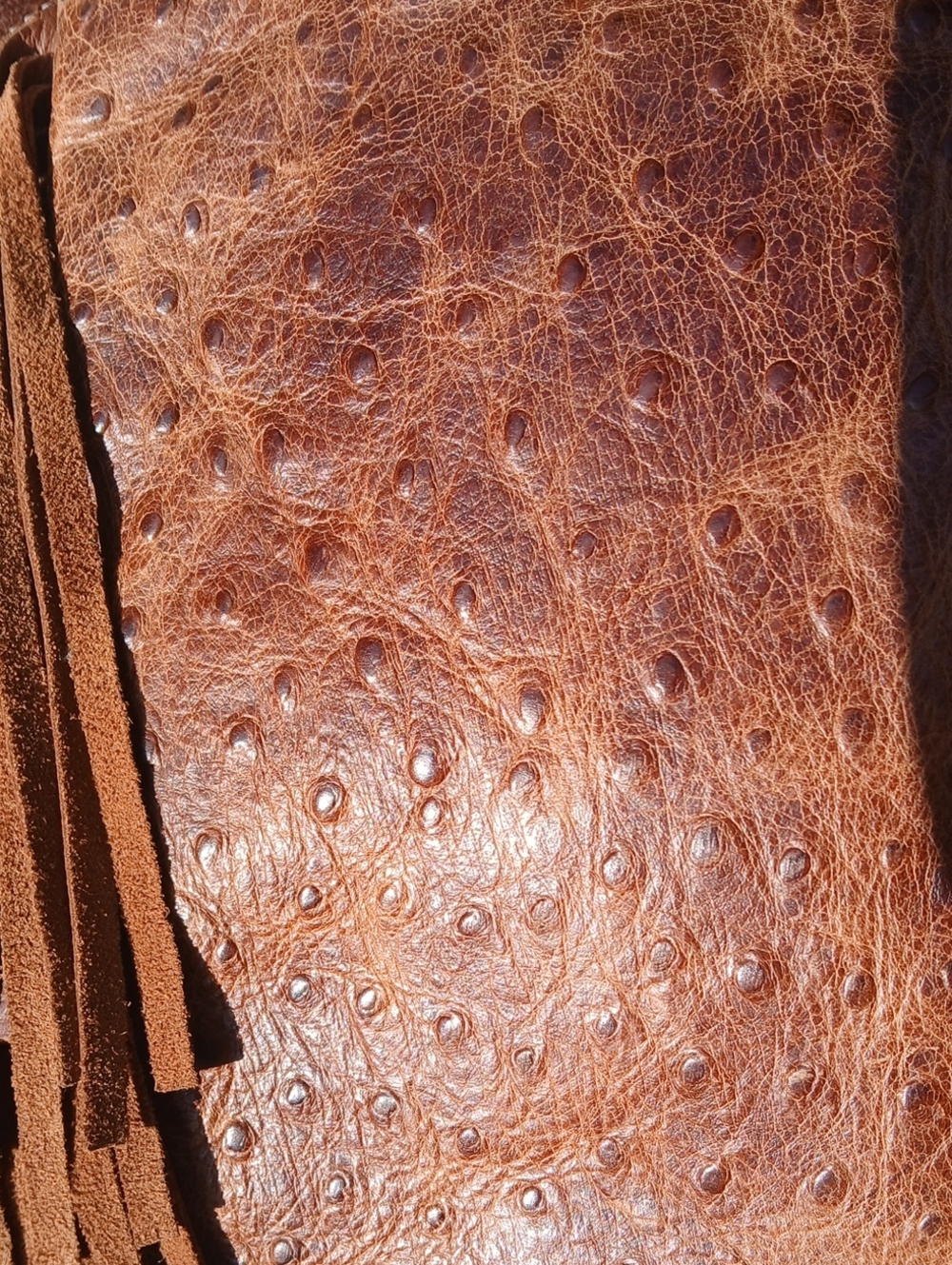 Double J Saddlery the PP41 Vintage Cognac Ostrich Pouch Purse - Picture 15 of 16